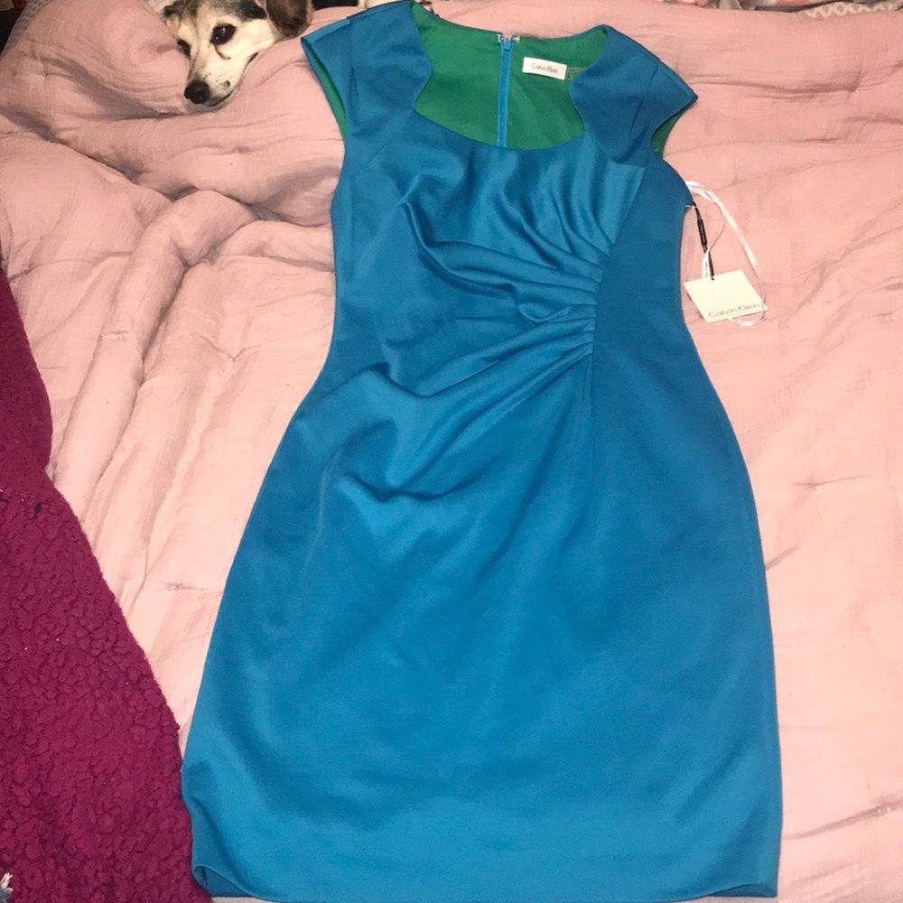 Never worn brand new blue Calvin Klein dress